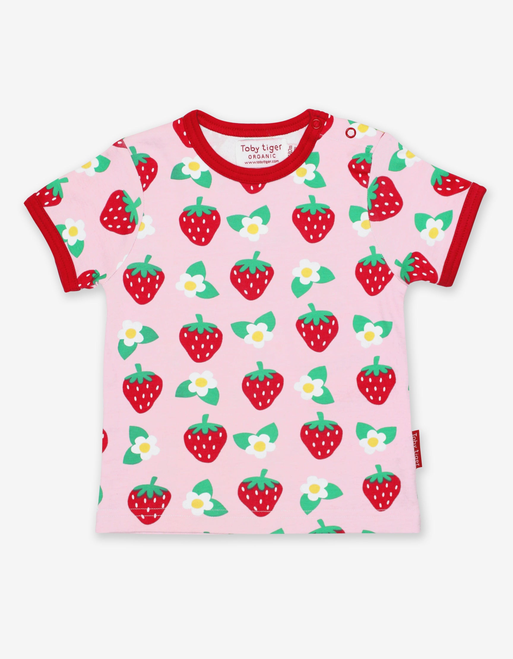 Organic Pink Strawberry Flower Printed T-Shirt