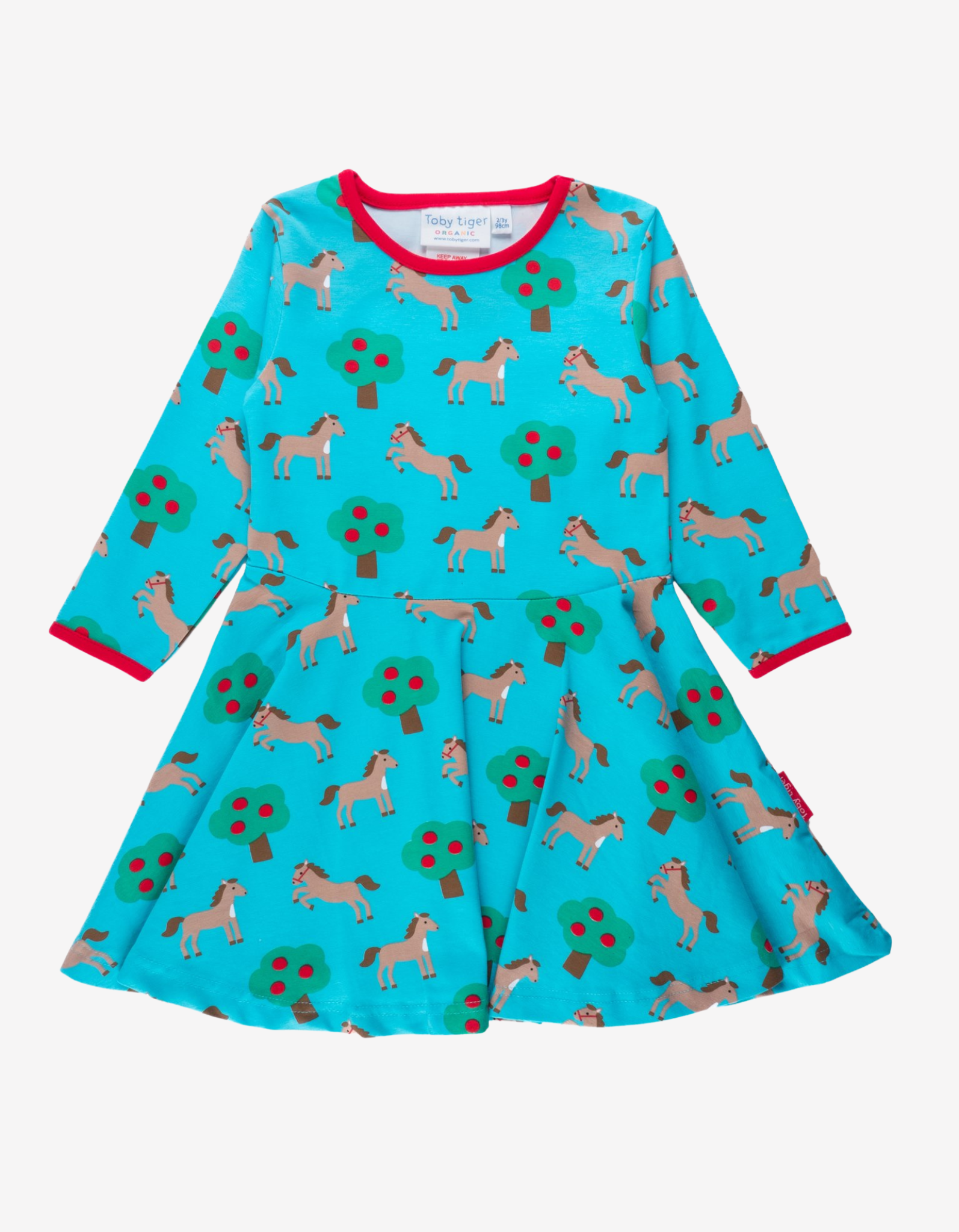 Organic Blue Horse Printed Skater Dress