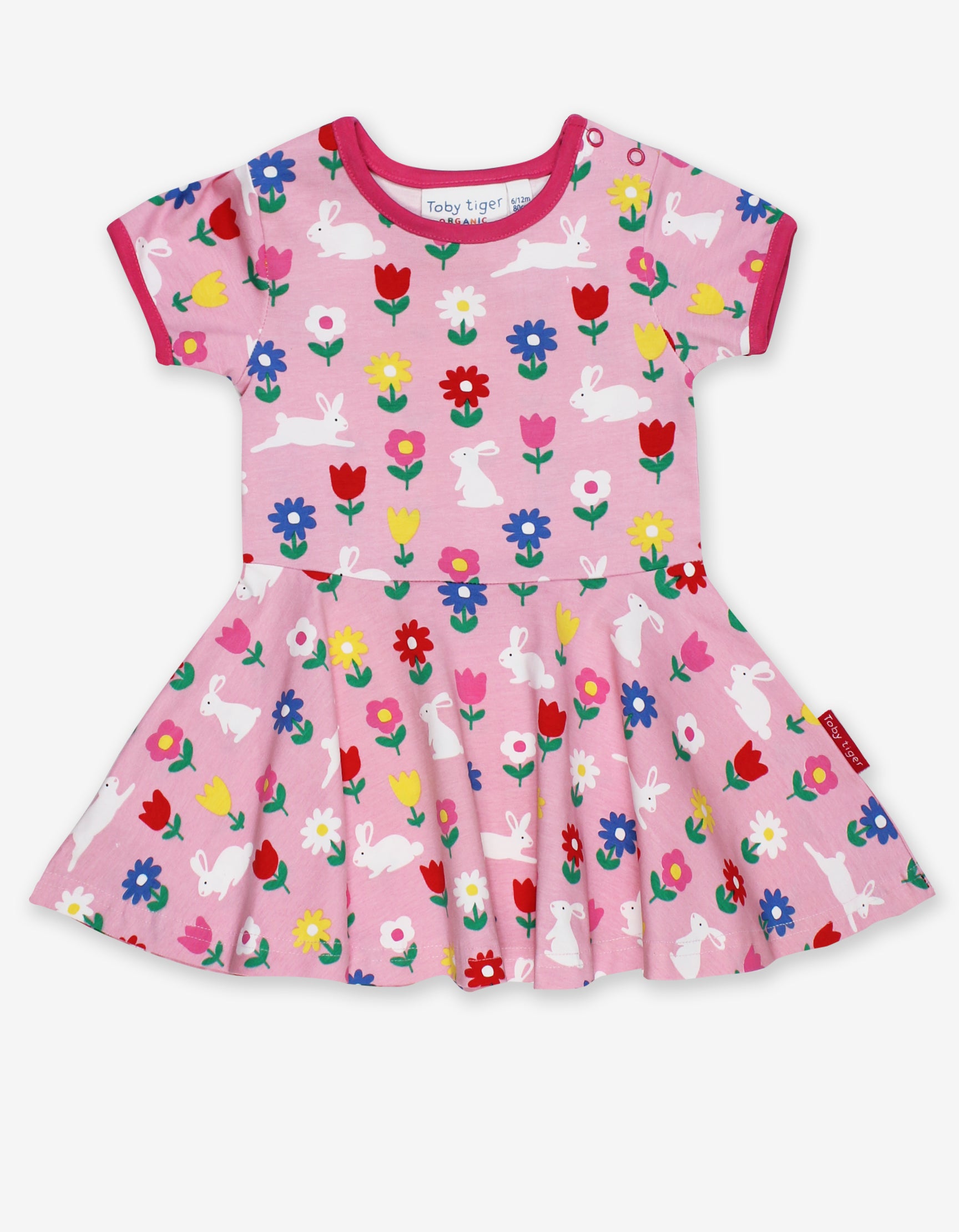 Organic Pink Bunny Printed Skater Dress