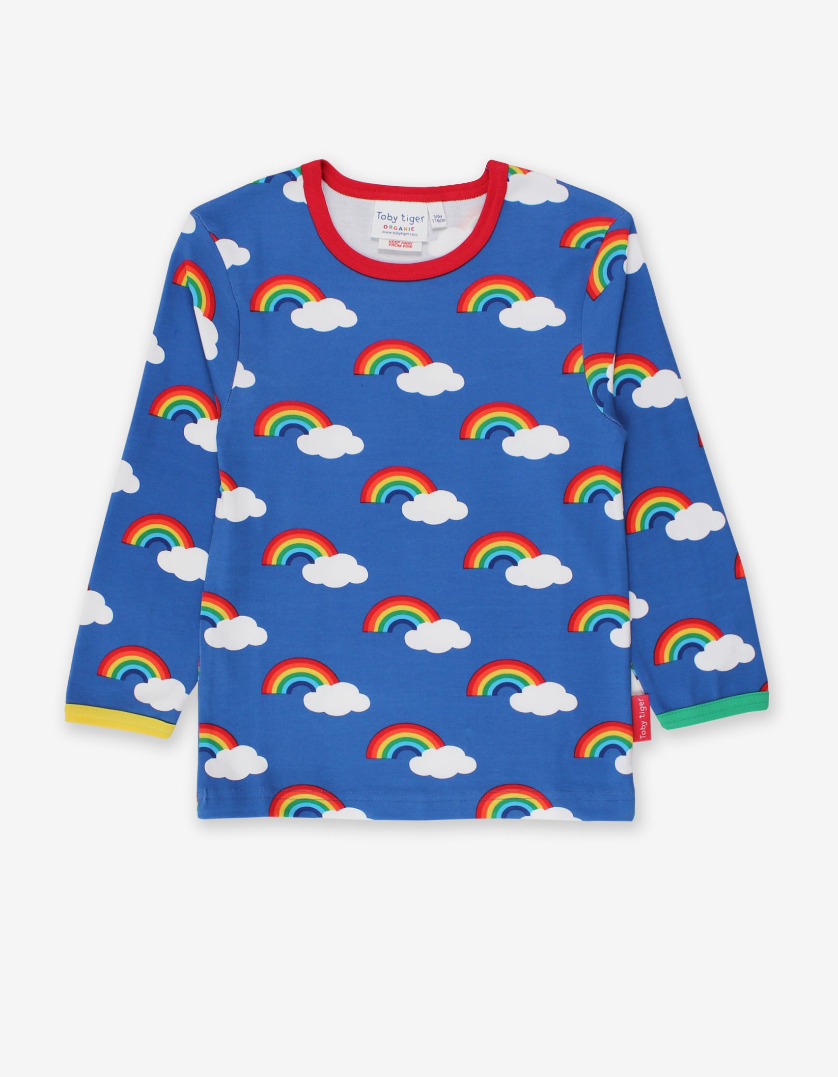 Organic Blue Multi Long Sleeved T Shirt with Rainbow Print