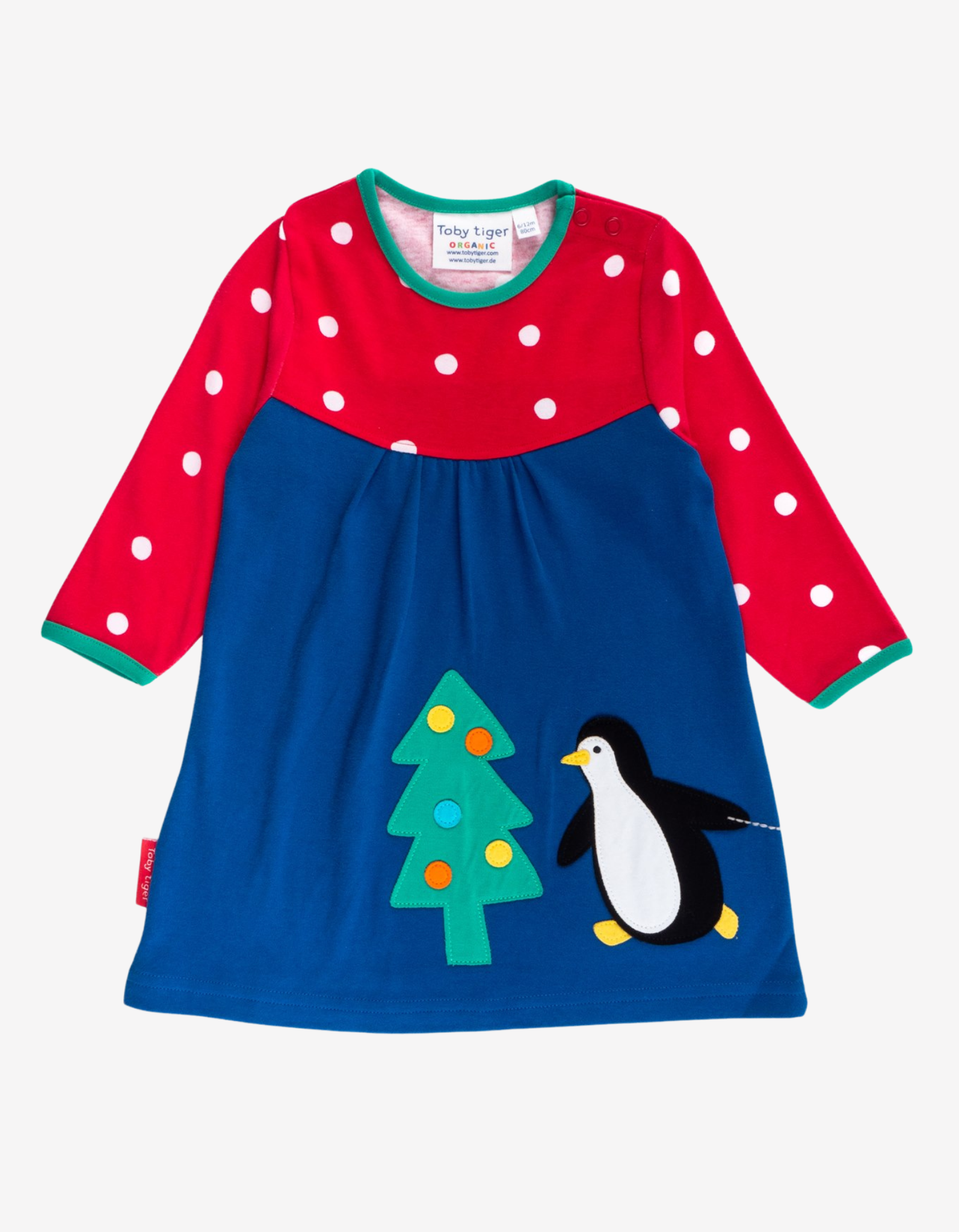 Organic Penguins Christmas Appliqued T Shirt Dress