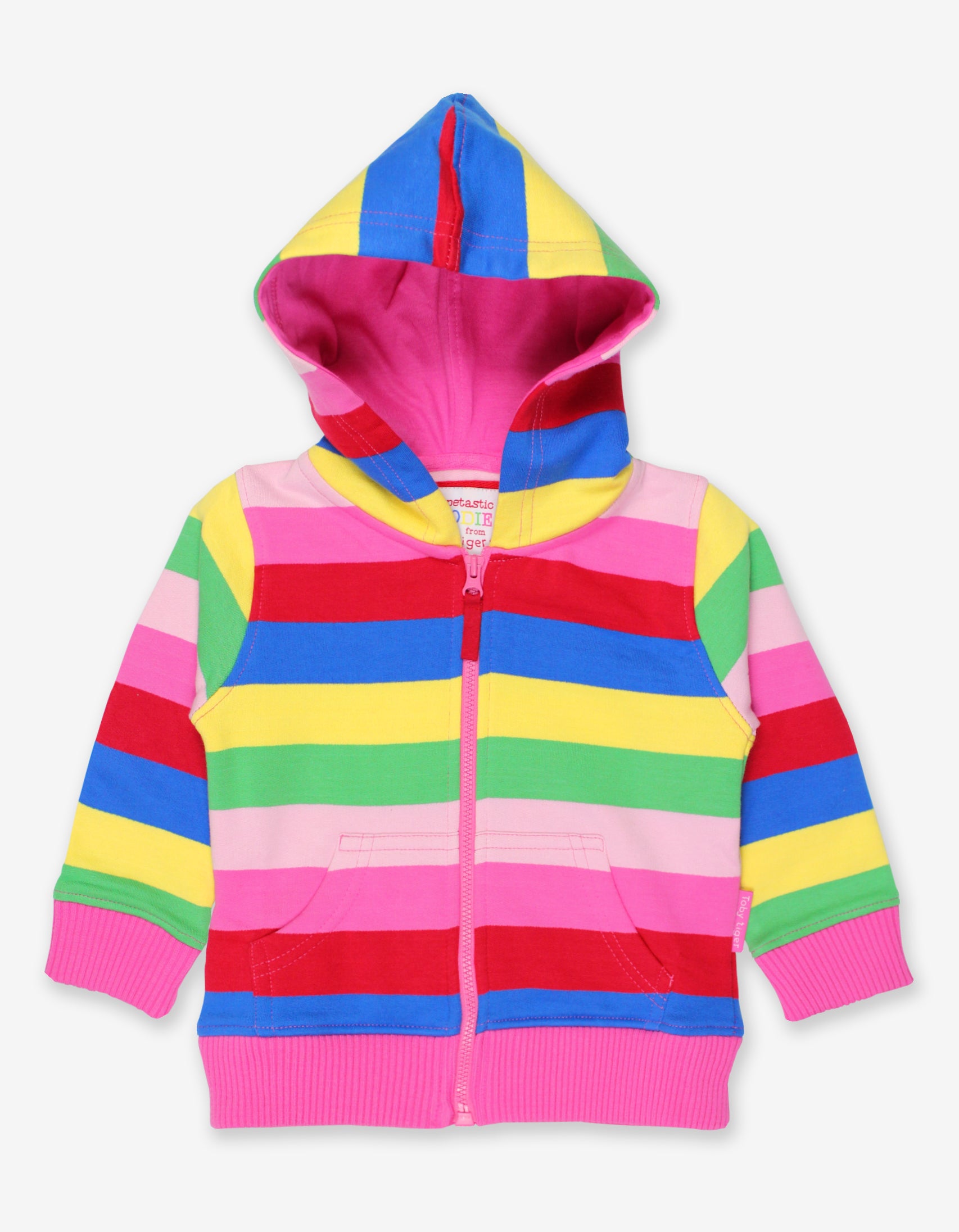 Organic Pink Multi Striped Hoodie