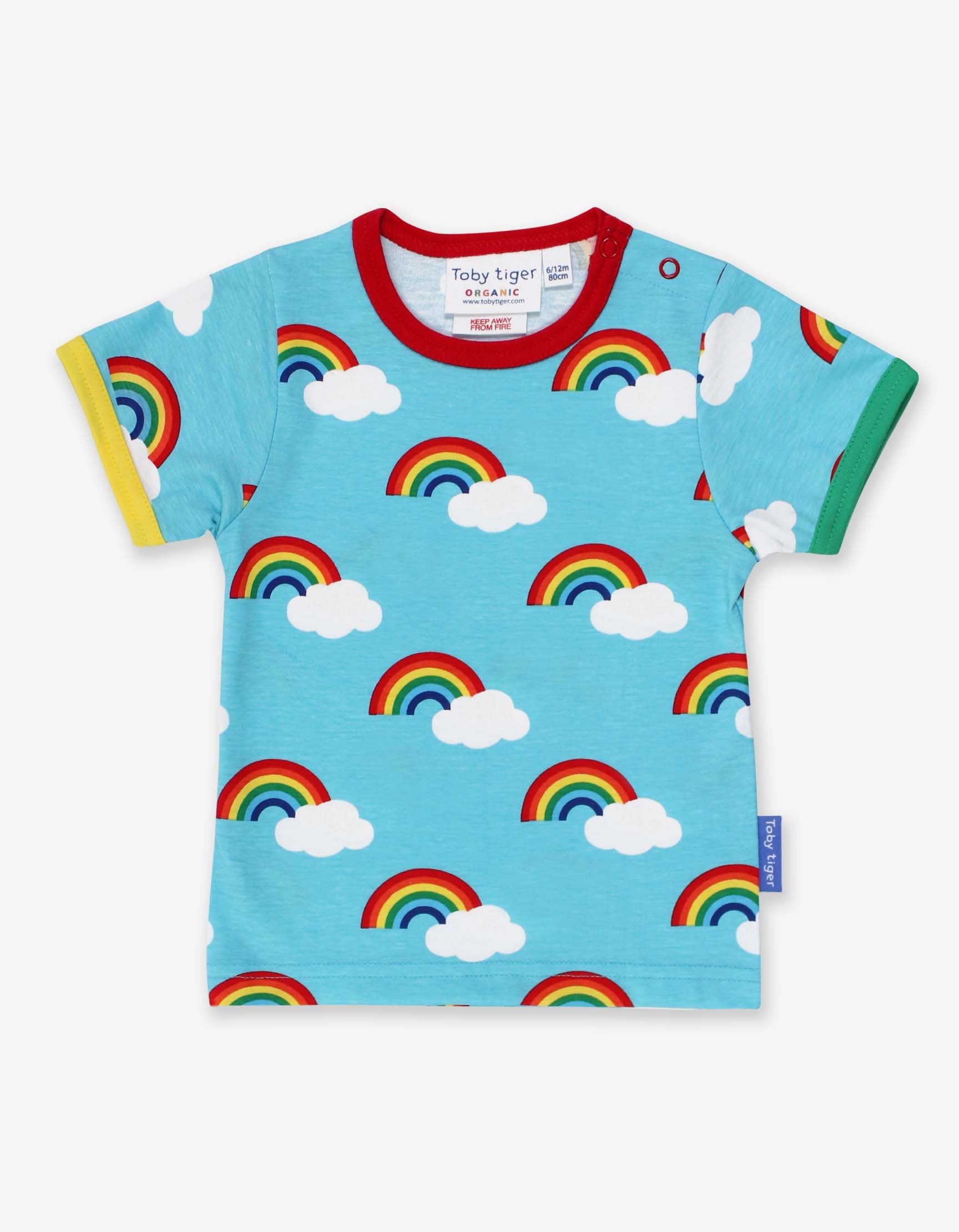 Organic Turquoise Rainbow Printed T Shirt