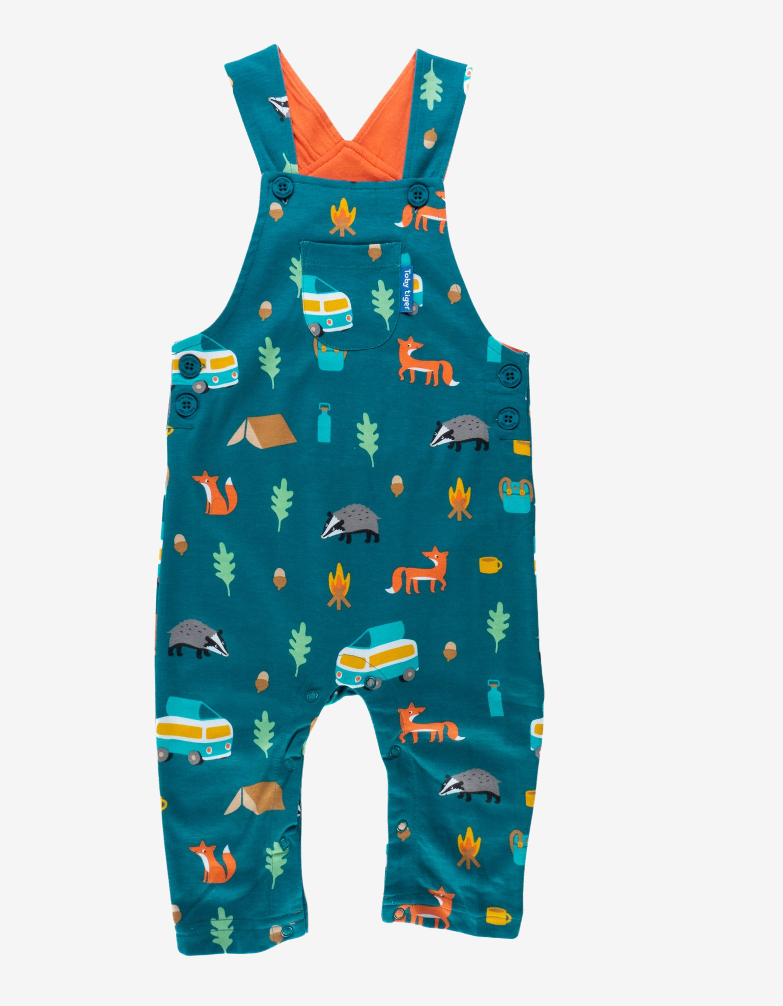 Organic Campervan Printed Dungarees