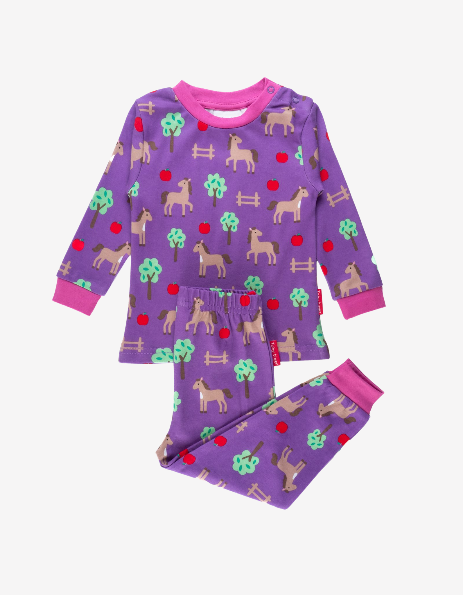 Organic Horse Printed Childrens Pyjamas Set