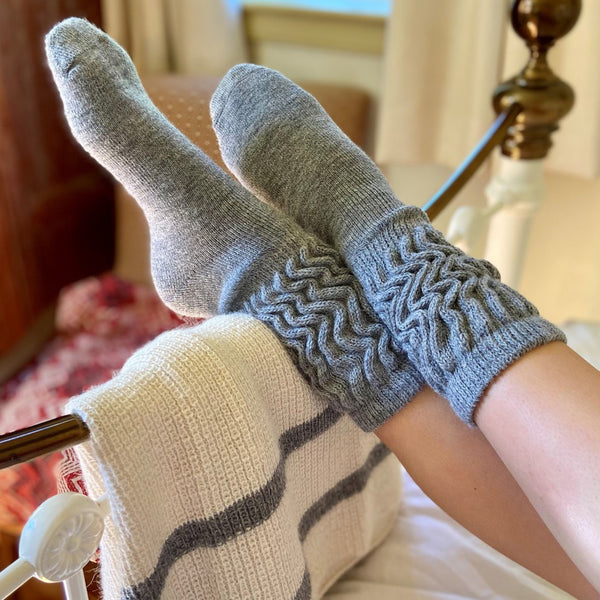 Size 4 - 7 Dove Grey Ribbed Alpaca Socks