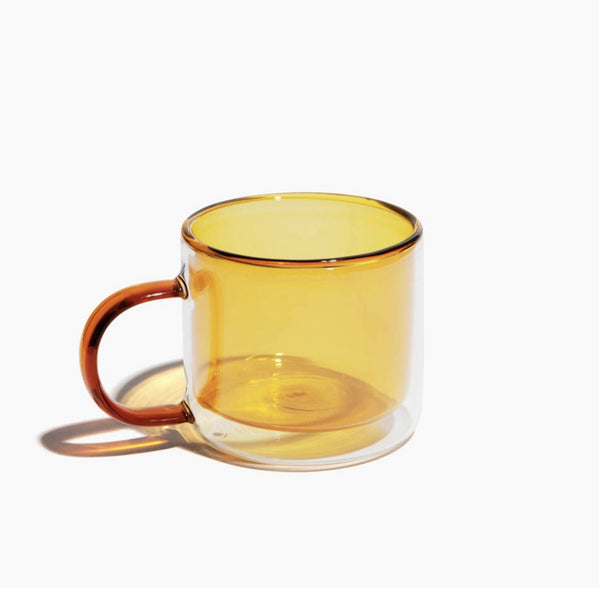 Mustard Double Wall Glass Mug