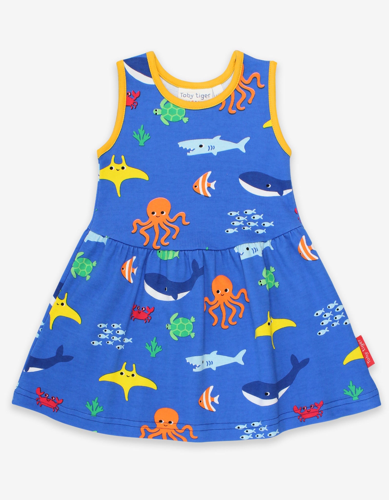 Organic Blue Sealife Printed Summer Dress