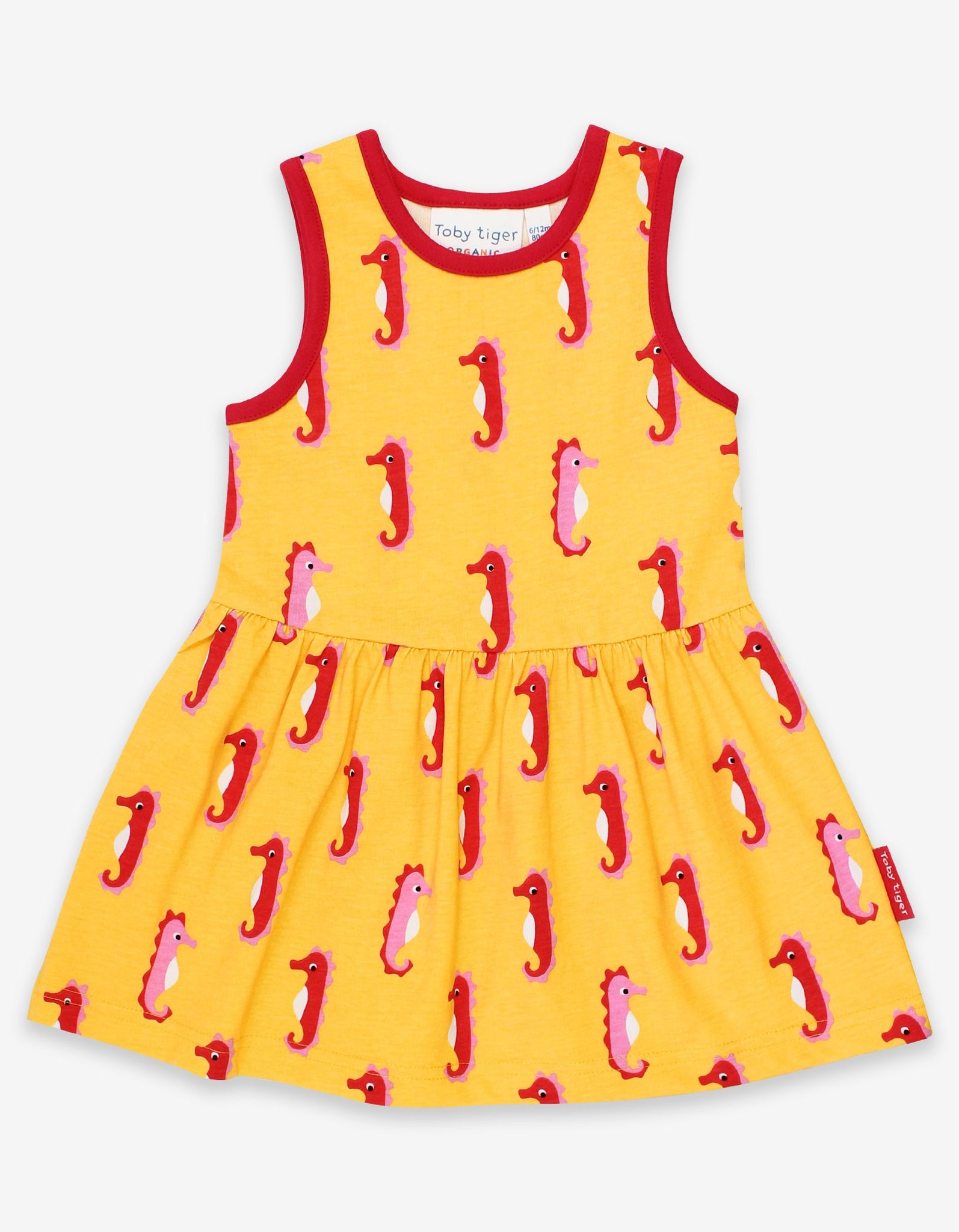 Organic Yellow Seahorse Printed Summer Dress