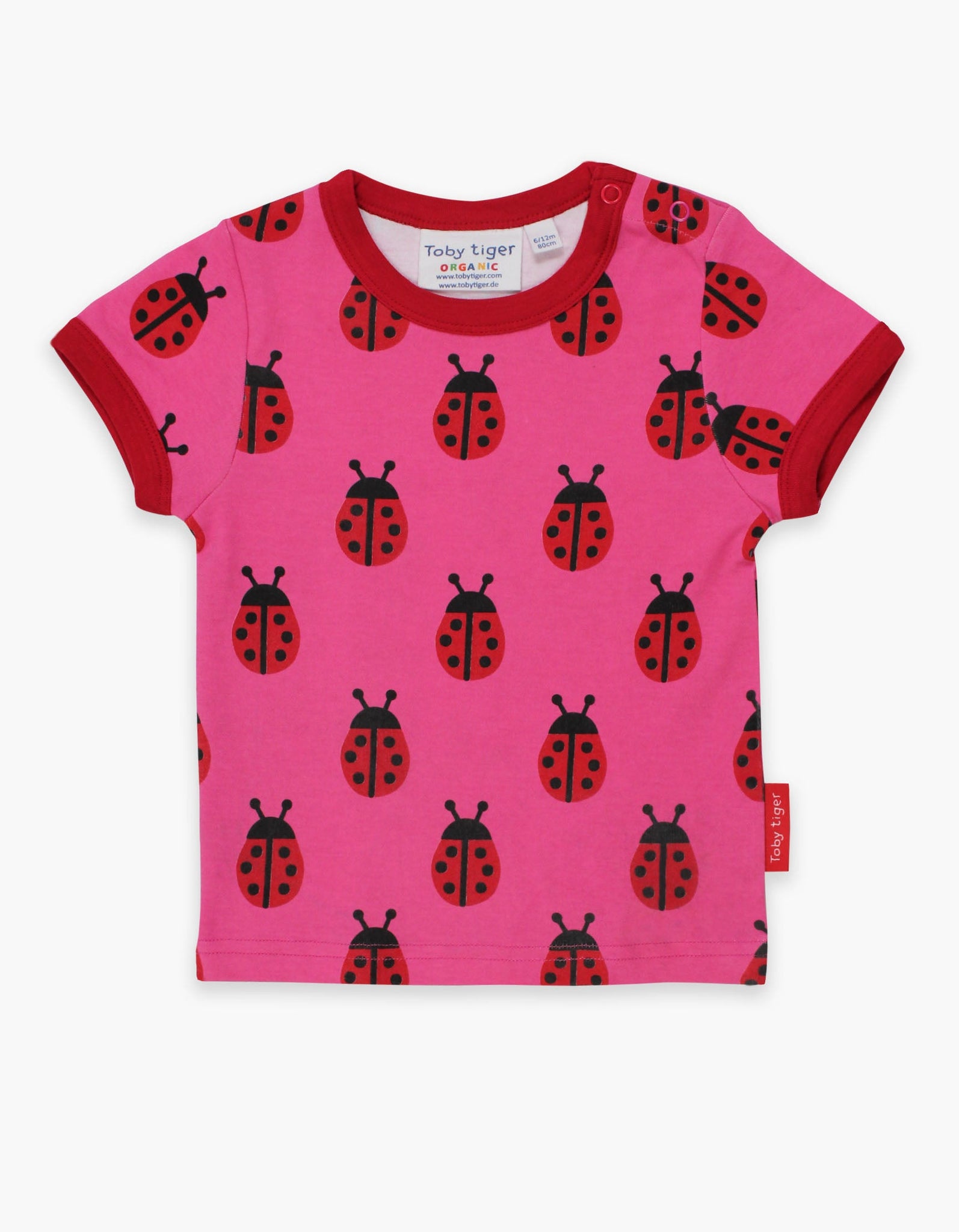 Organic Pink Ladybird Printed T Shirt