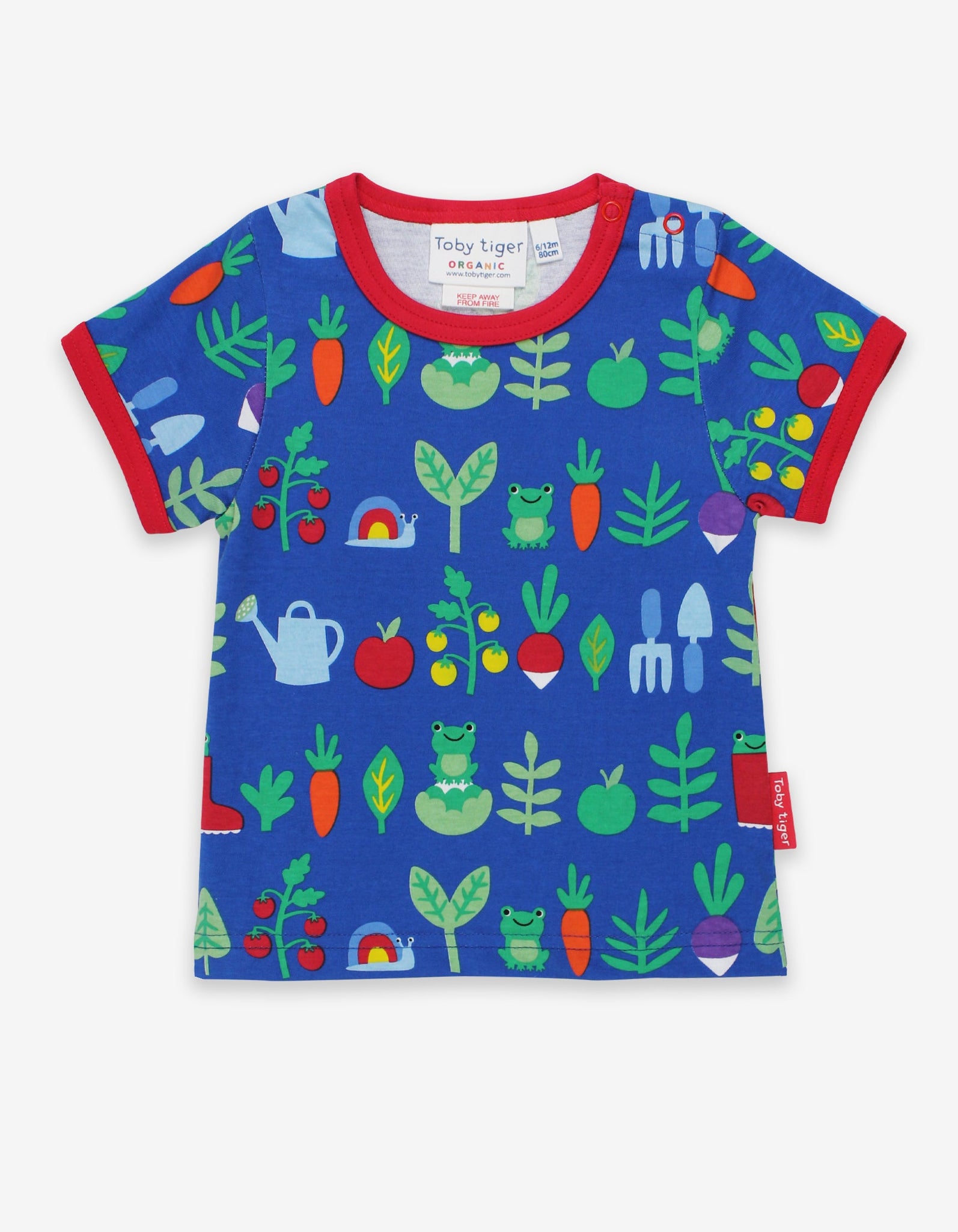 Blue Organic Vegetable Garden Print T Shirt