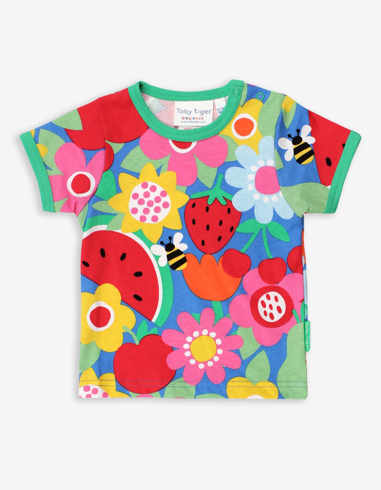 Red Organic Fruit Flower Print T Shirt