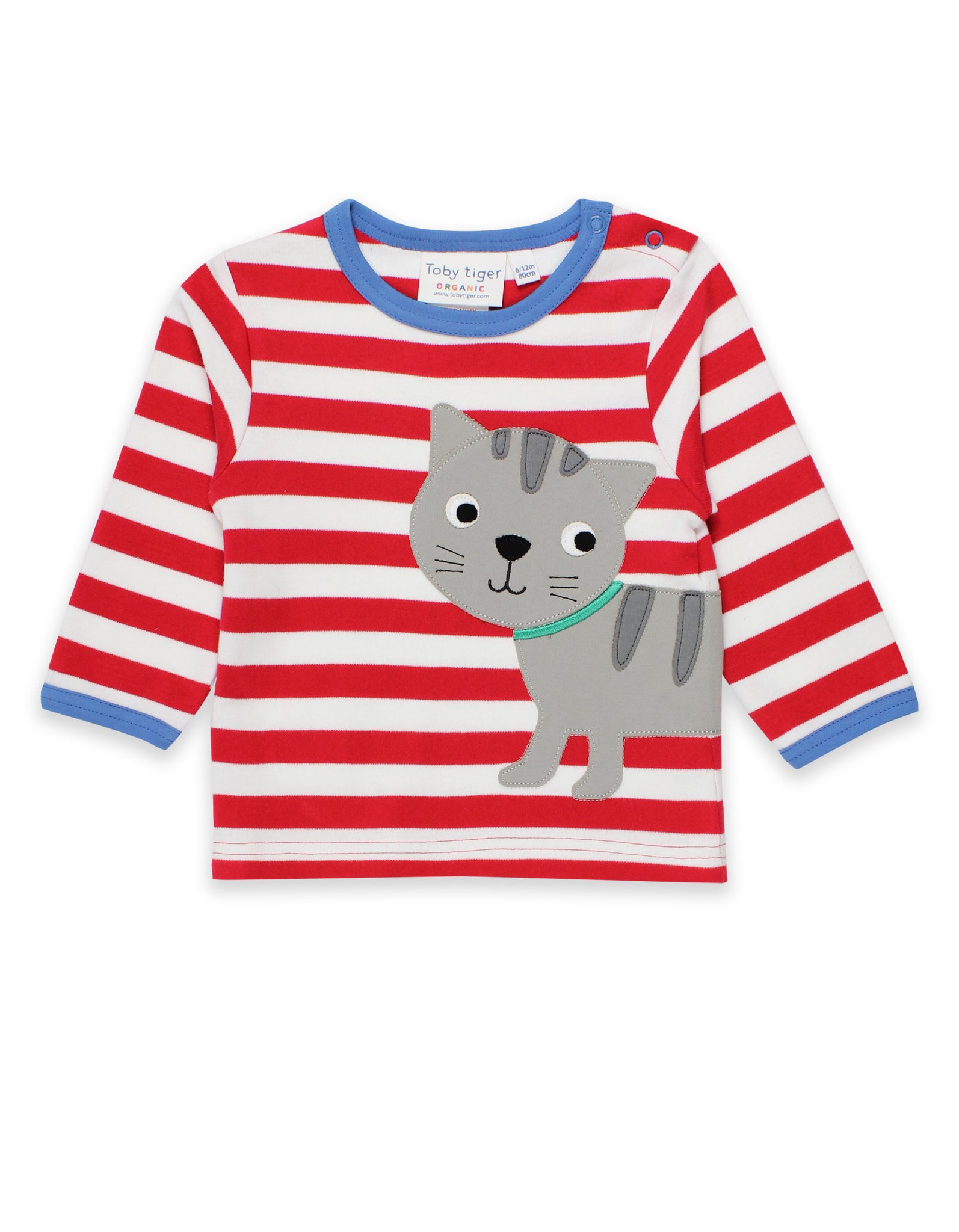 Red Organic Tabby Cat Applique T Shirt