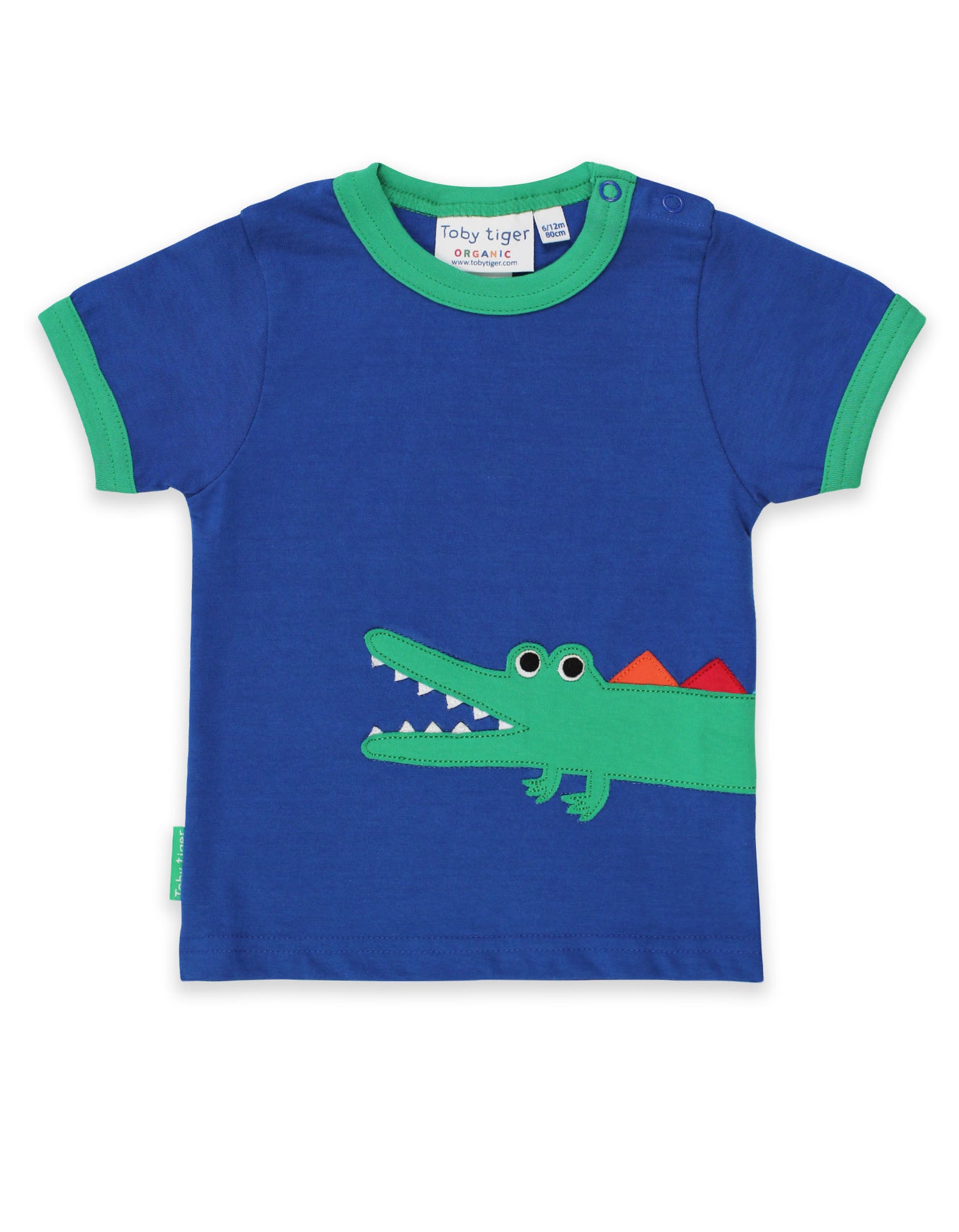 Blue Organic Crocodile Applique T Shirt