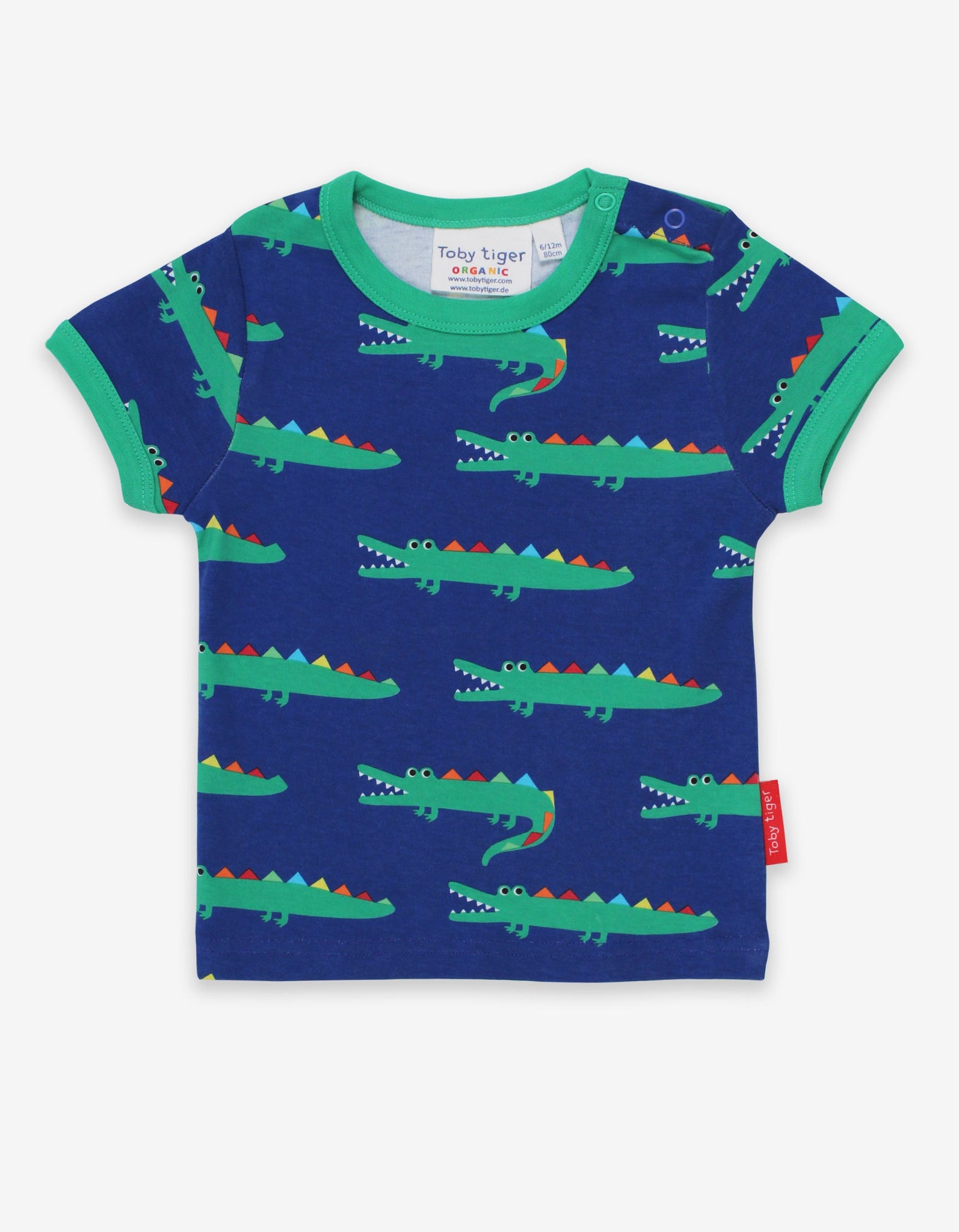 Blue Organic Crocodile Print T Shirt