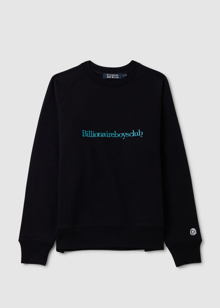 Club Men's Serif Logo Crew Neck Sweatshirt In Black