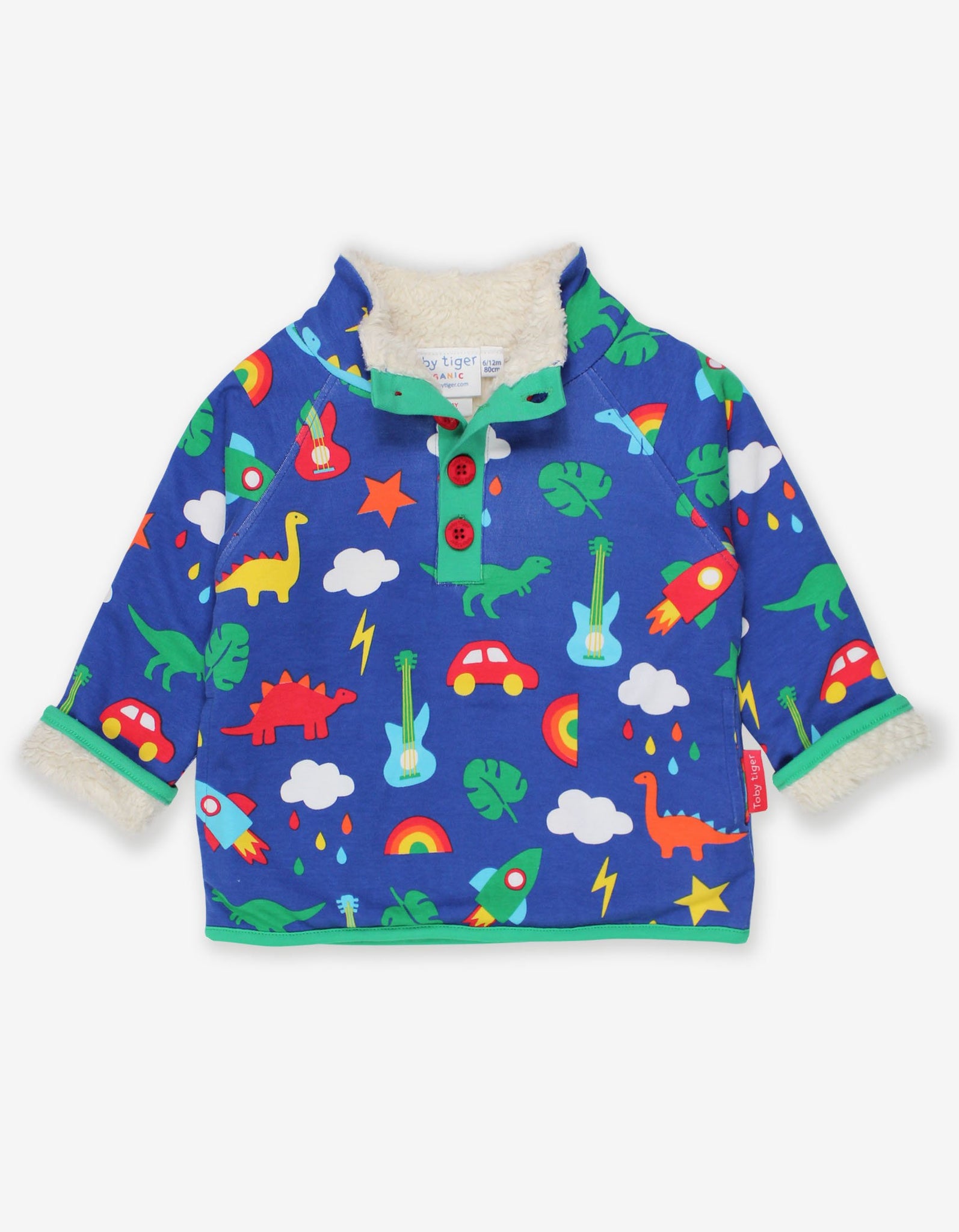 Organic Blue Playtime MixUp Printed Cosy Fleece Sweatshirt