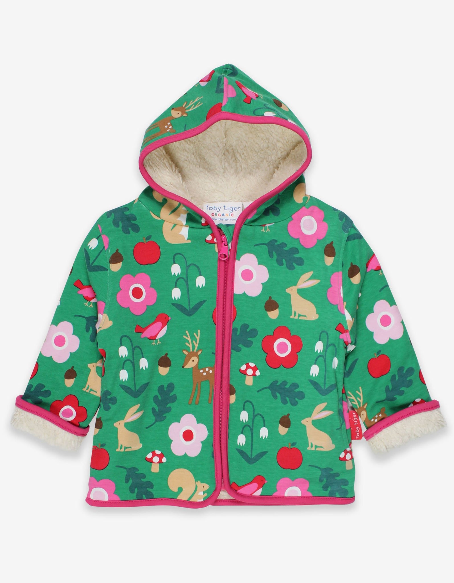 Organic Forest Adventure Printed Fleece Applique Hoodie