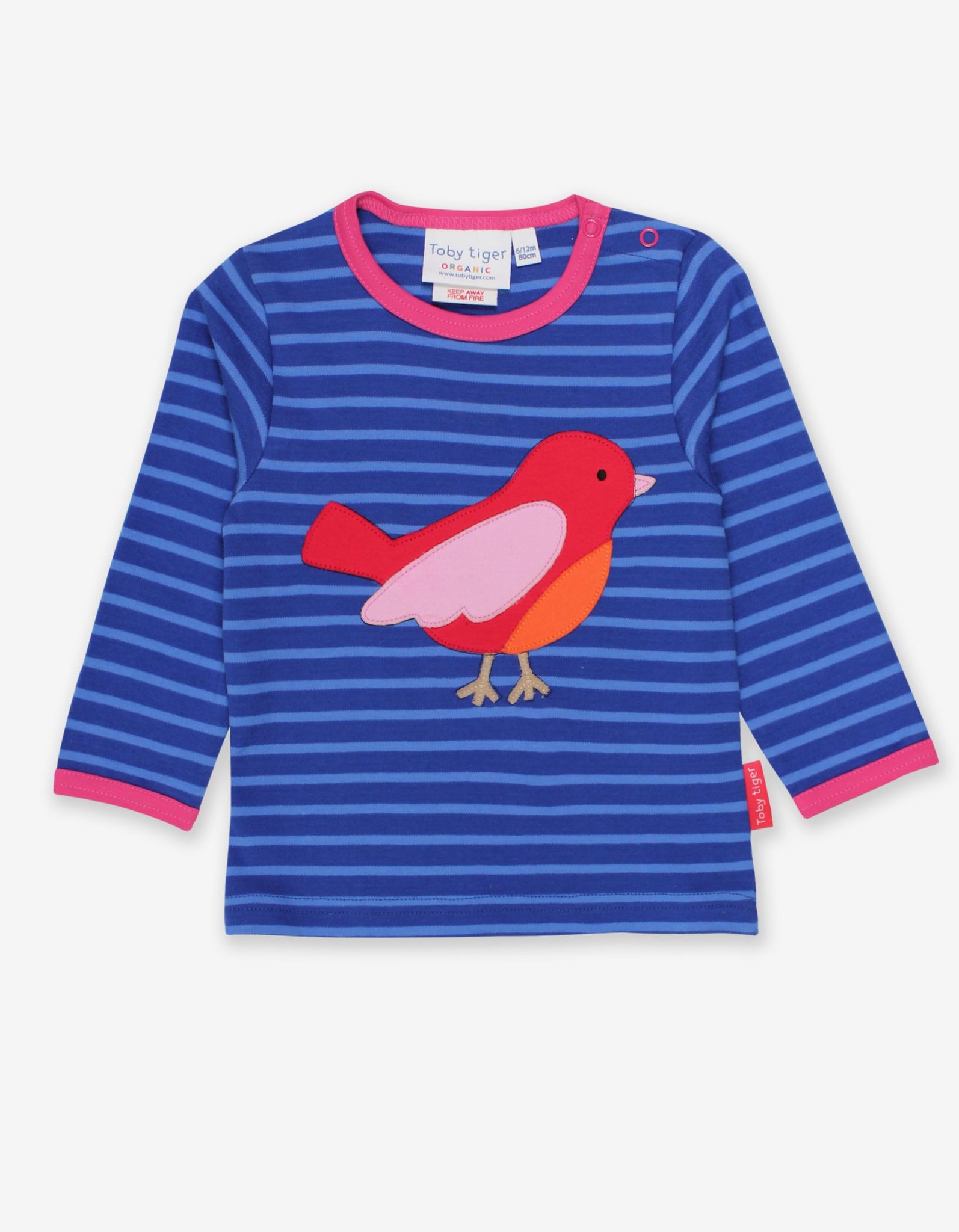 Organic Red Bird Printed Applique T Shirt