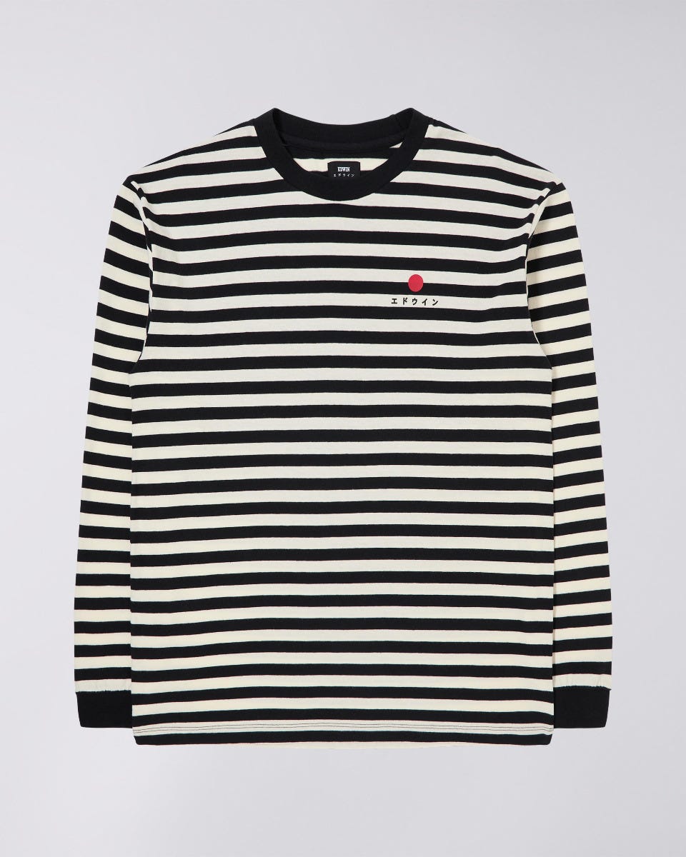 Basic Stripe LS T Shirt - Black