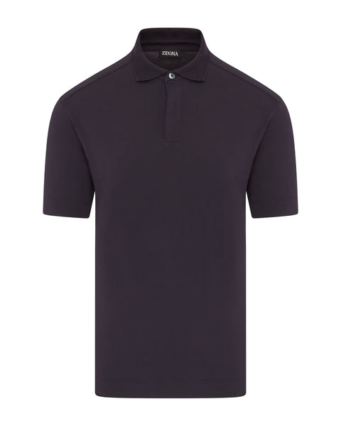 Concealed Button Short Sleeve Polo (navy)