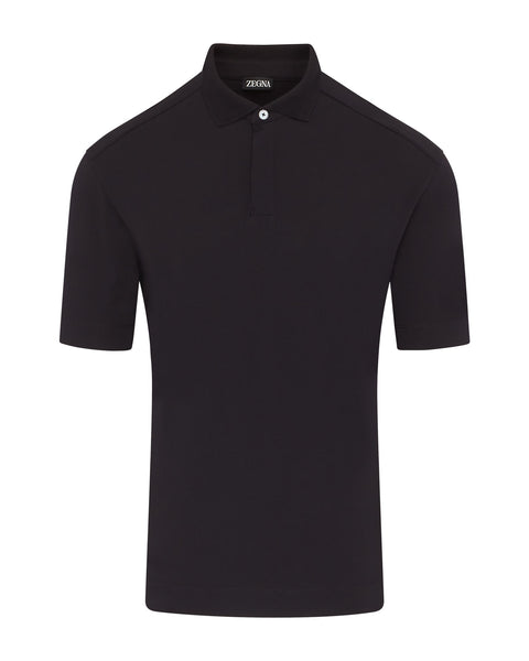 Concealed Button Short Sleeve Polo (black)