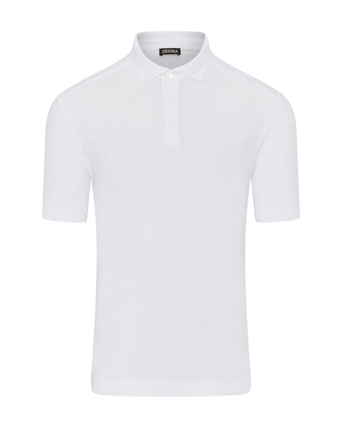 Concealed Button Short Sleeve Polo (white)