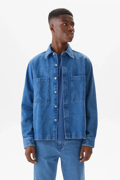 Overshirt Workwear Denim Washed Blue