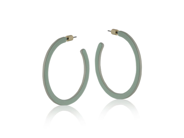 Big Metal Sage Green Resin Hoop Earrings