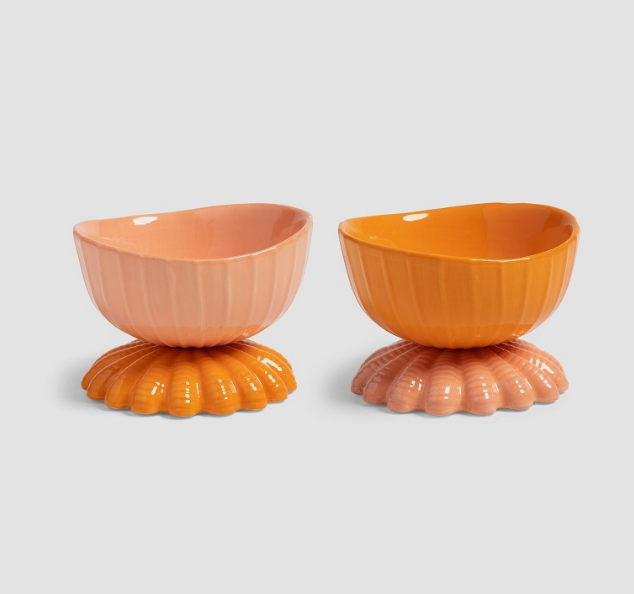 &klevering Set of 2 Orange Coupe/bowl  Clam