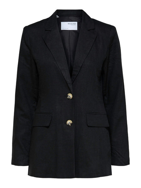 Linen Blend Blazer Black