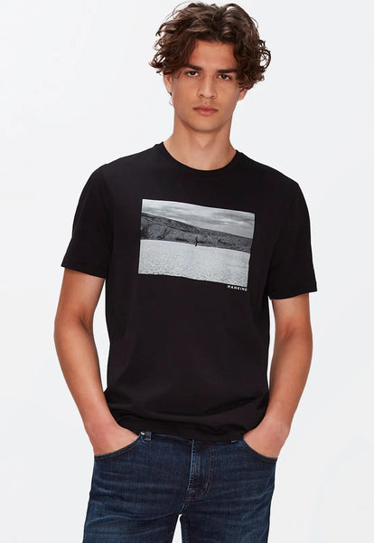 7 For All Mankind  Black Soft Cotton Photographic T Shirt
