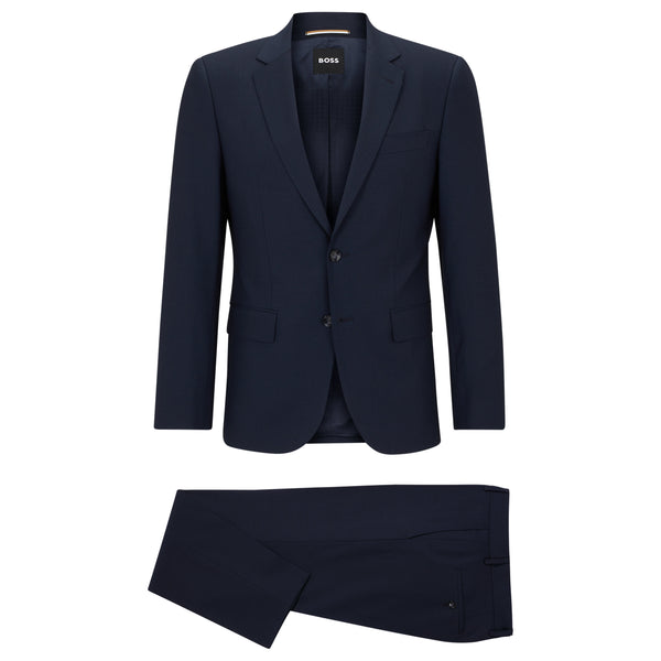 Hugo Boss Dark Open Blue Stretch Virgin Wool Slim Fit Suit
