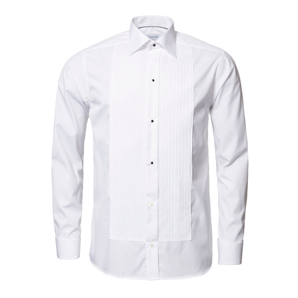 ETON White Plisse Black Tie Dress Contemporary Fit Shirt