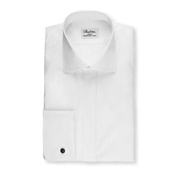 Stenstroms White Superior Twill Cotton Slimline Evening Shirt