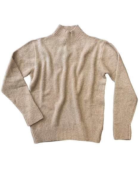 Circolo 1901 Dark Beige Boucle Fabric Wool Blend Turtle Neck Sweater