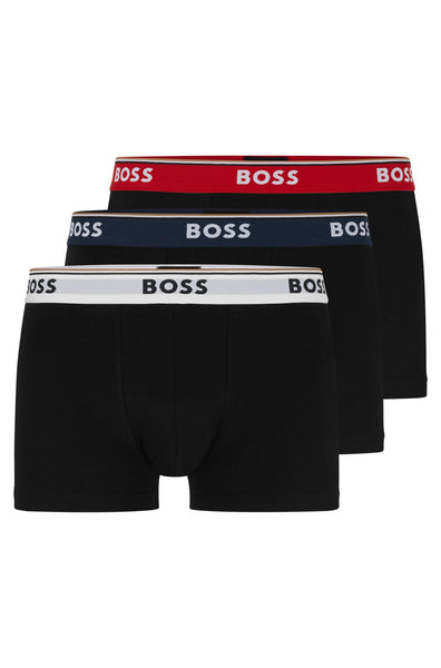 Hugo Boss Pack of 3 Black White and Red Stretch Cotton Trunks