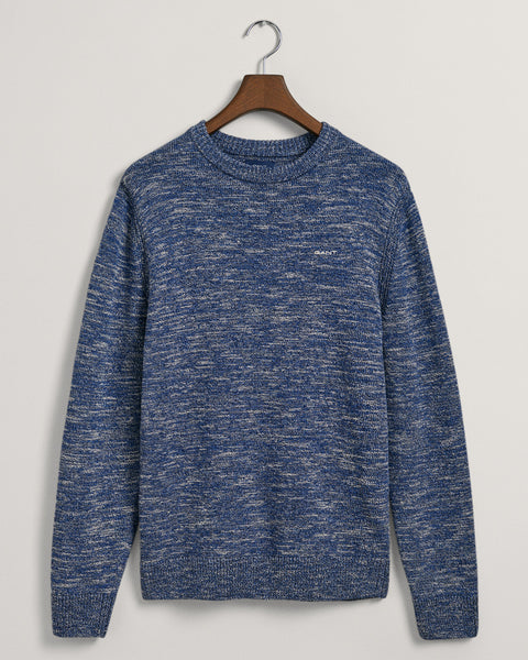 Gant Classic Blue Twisted Yarn Crew Neck Sweater