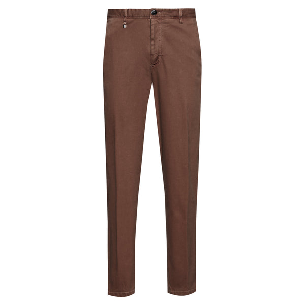 Hugo Boss Open Brown Stretch Cotton Tapered Leg Chinos