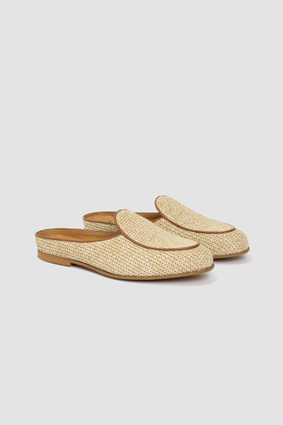 Jacques Soloviere Charles Babouche Slippers Rafia Fabric Naturale
