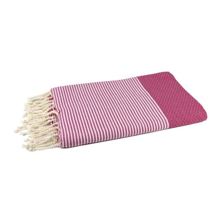 Fuchsia Recycled Cotton Hammam Beach Towel - By Foutas