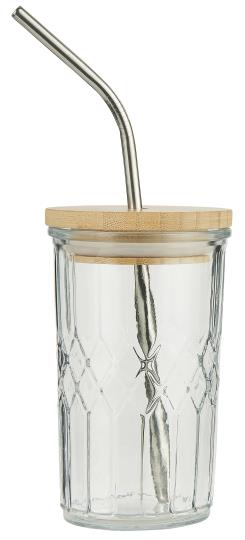 Ib Laursen Glass w/Bamboo Lid and Metal Straw
