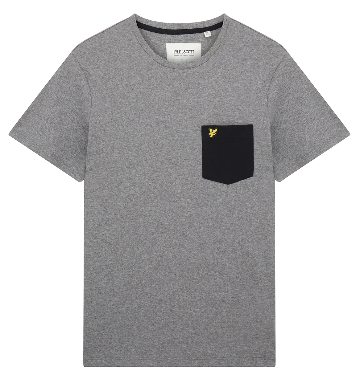 Lyle & Scott Contrast Pocket Tee Mid Grey Marl & Jet Black