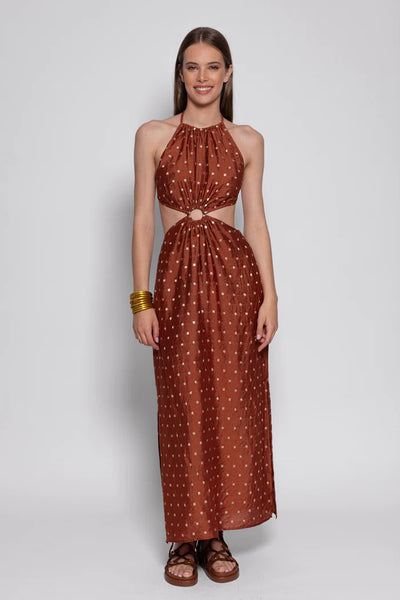 Filizia Dress - Tanzania Brown/gold