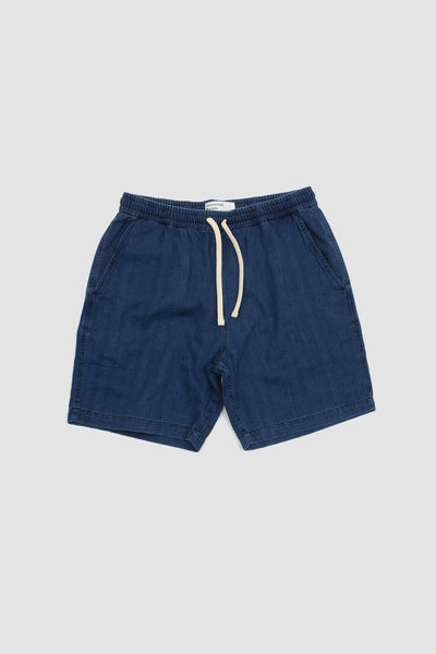 Beach Short Herringbone Denim Faded Indigo