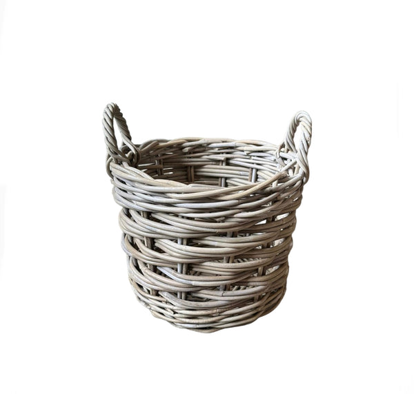 Kubu Round Rattan Lattice Basket - Small