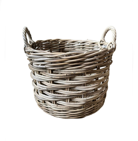 Kubu Round Rattan Lattice Basket - Medium