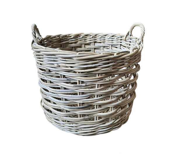 Kubu Round Rattan Lattice Basket - Large