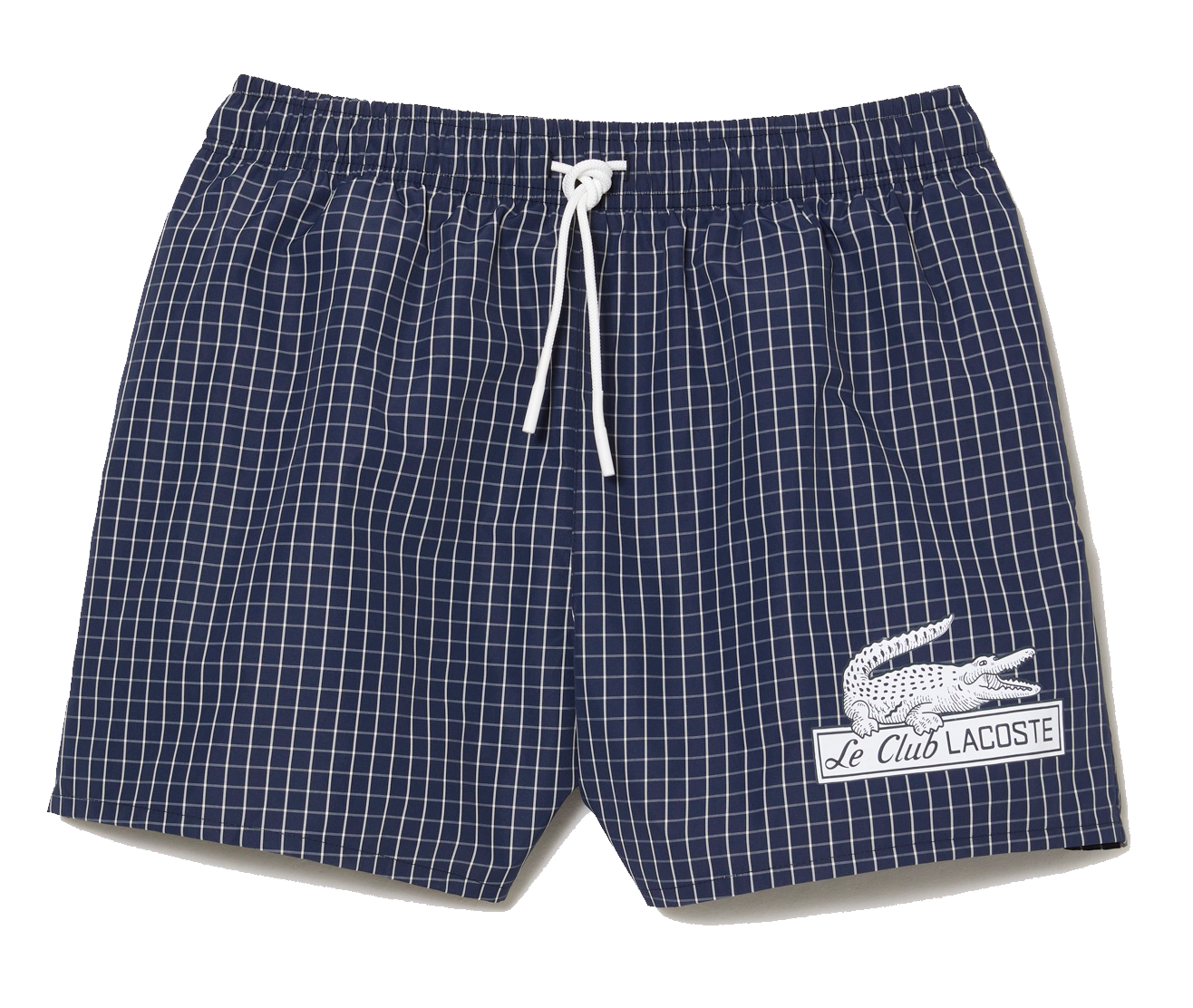 Recycled Checked Swim Shorts Navy Blue & White