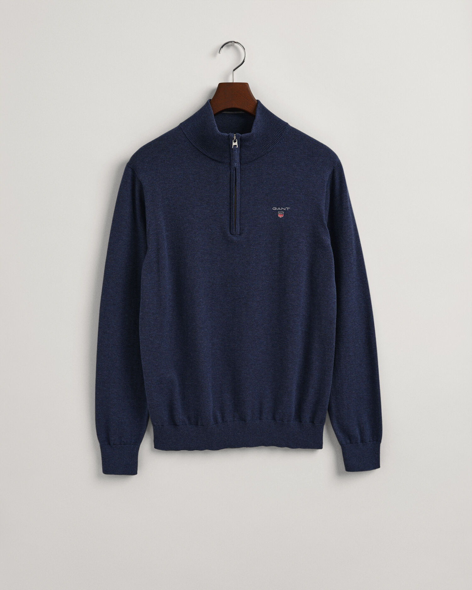 Dark Blue Classic Cotton Half Zip Sweater